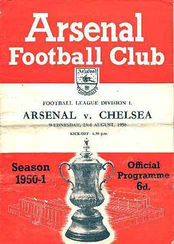 programme cover for Arsenal v Chelsea, 23rd Aug 1950