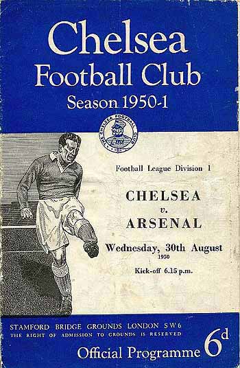 programme cover for Chelsea v Arsenal, 30th Aug 1950