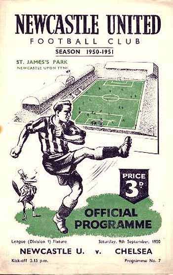 programme cover for Newcastle United v Chelsea, 9th Sep 1950