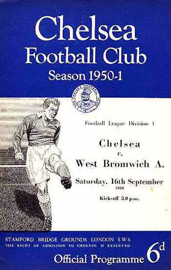programme cover for Chelsea v West Bromwich Albion, 16th Sep 1950