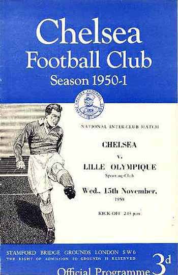 programme cover for Chelsea v Lille Olympique, 15th Nov 1950