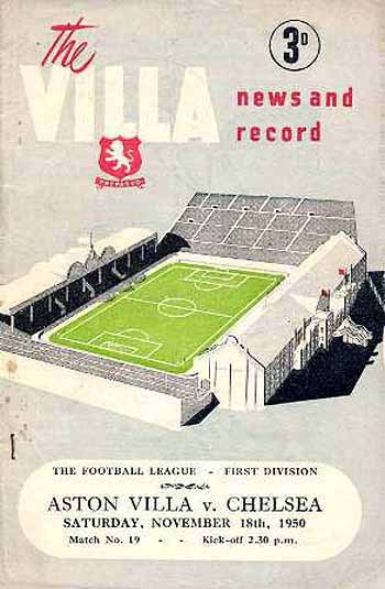 programme cover for Aston Villa v Chelsea, 18th Nov 1950