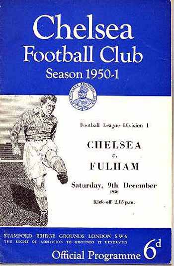 programme cover for Chelsea v Fulham, 9th Dec 1950