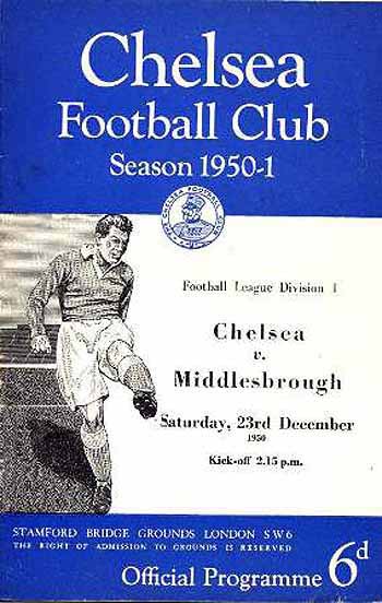 programme cover for Chelsea v Middlesbrough, 23rd Dec 1950