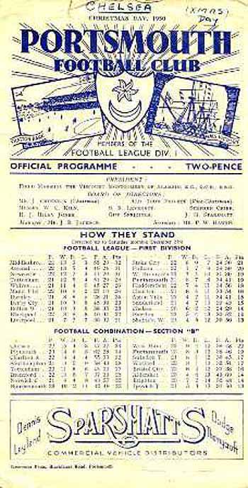 programme cover for Portsmouth v Chelsea, 25th Dec 1950