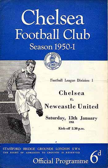 programme cover for Chelsea v Newcastle United, 13th Jan 1951