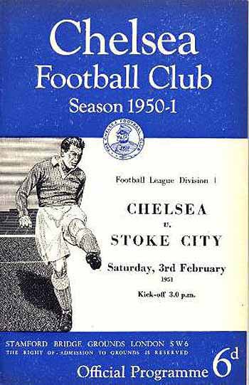 programme cover for Chelsea v Stoke City, 3rd Feb 1951