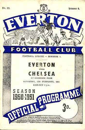 programme cover for Everton v Chelsea, 17th Feb 1951
