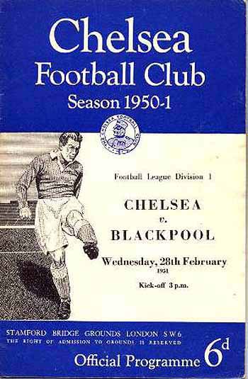 programme cover for Chelsea v Blackpool, 28th Feb 1951