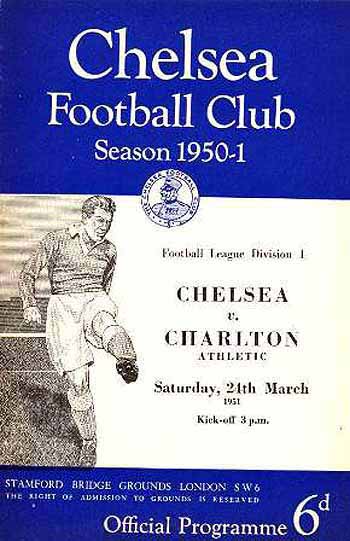 programme cover for Chelsea v Charlton Athletic, 24th Mar 1951