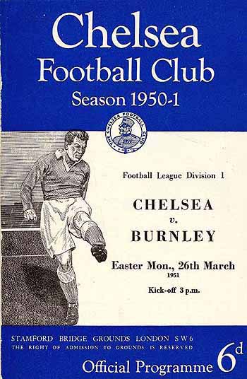 programme cover for Chelsea v Burnley, 26th Mar 1951