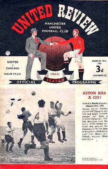 programme cover for Manchester United v Chelsea, 31st Mar 1951