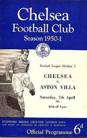 programme cover for Chelsea v Aston Villa, 7th Apr 1951