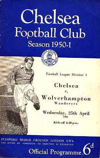 programme cover for Chelsea v Wolverhampton Wanderers, 25th Apr 1951