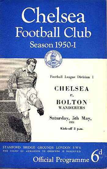 programme cover for Chelsea v Bolton Wanderers, 5th May 1951