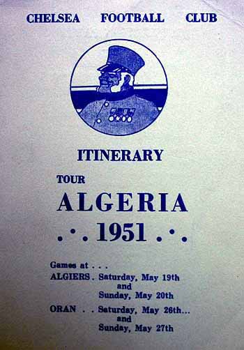 programme cover for Algiers Combination v Chelsea, Saturday, 19th May 1951