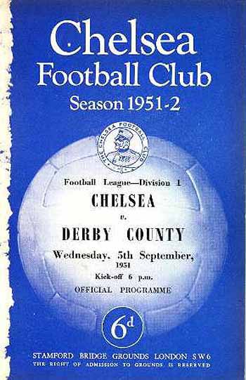 programme cover for Chelsea v Derby County, 5th Sep 1951