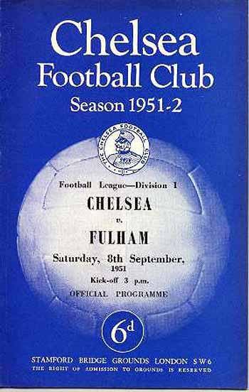 programme cover for Chelsea v Fulham, Saturday, 8th Sep 1951