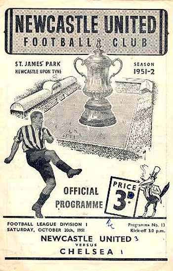 programme cover for Newcastle United v Chelsea, 20th Oct 1951