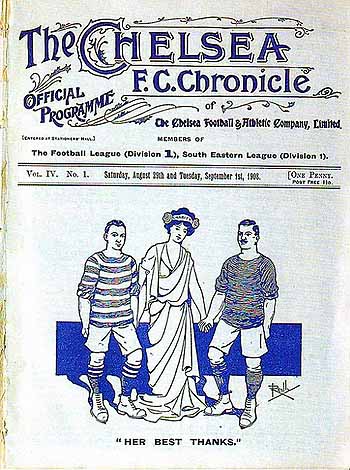 programme cover for Chelsea v Notts County, 1st Sep 1909