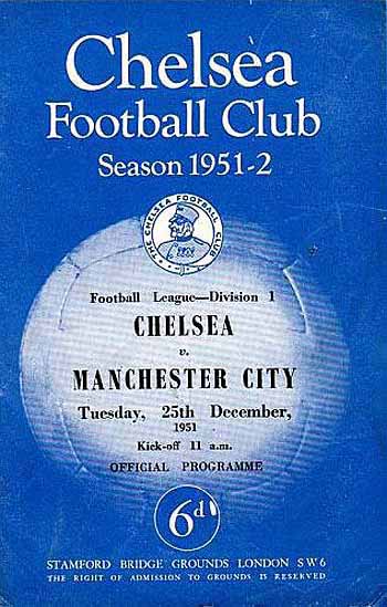 programme cover for Chelsea v Manchester City, 25th Dec 1951