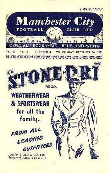 programme cover for Manchester City v Chelsea, 26th Dec 1951