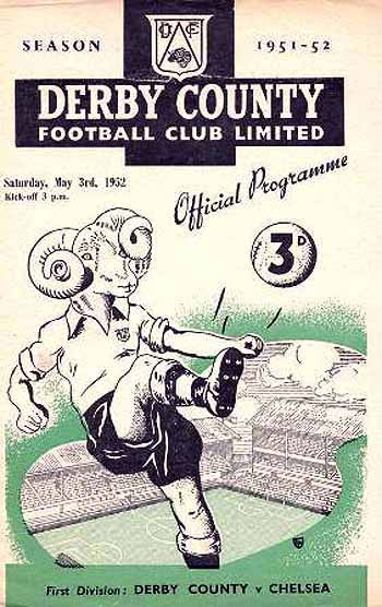 programme cover for Derby County v Chelsea, 3rd May 1952