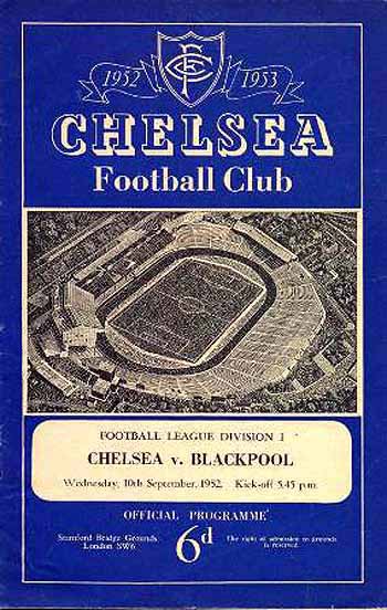 programme cover for Chelsea v Blackpool, 10th Sep 1952