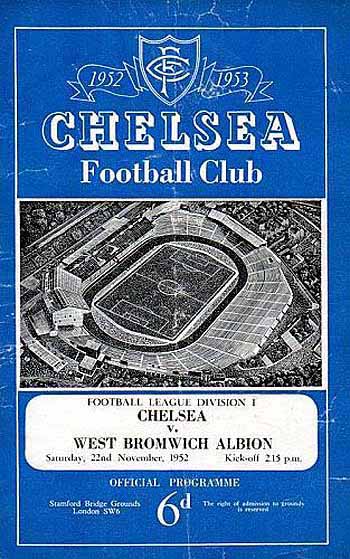 programme cover for Chelsea v West Bromwich Albion, 22nd Nov 1952