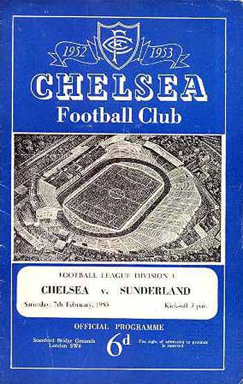 programme cover for Chelsea v Sunderland, 7th Feb 1953