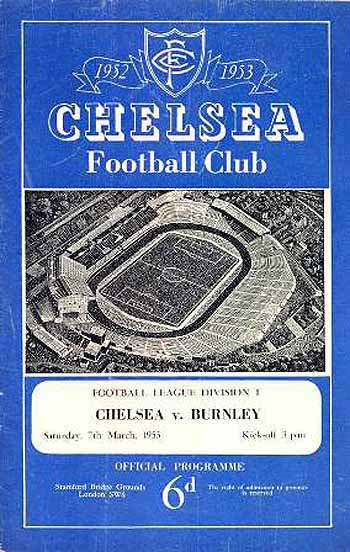 programme cover for Chelsea v Burnley, 7th Mar 1953