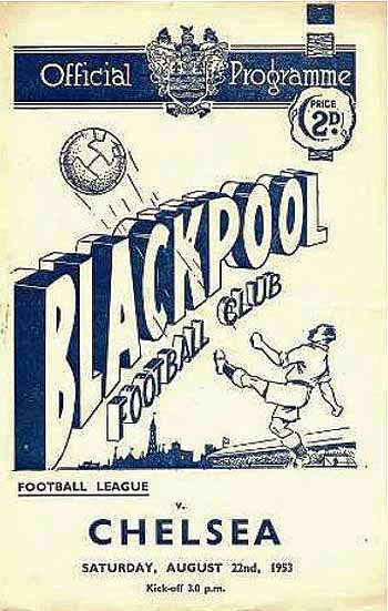 programme cover for Blackpool v Chelsea, 22nd Aug 1953