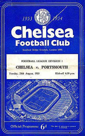 programme cover for Chelsea v Portsmouth, 25th Aug 1953