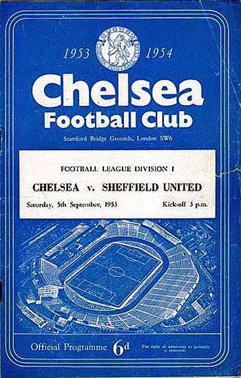 programme cover for Chelsea v Sheffield United, 5th Sep 1953