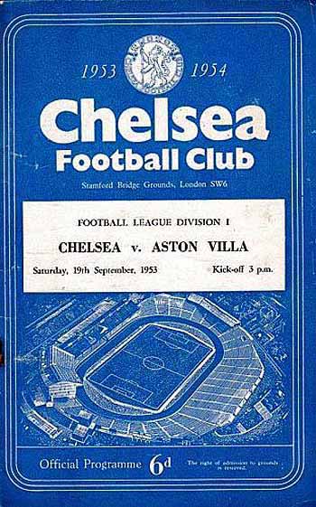 programme cover for Chelsea v Aston Villa, 19th Sep 1953