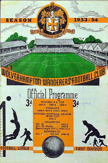 programme cover for Wolverhampton Wanderers v Chelsea, 26th Sep 1953