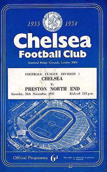 programme cover for Chelsea v Preston North End, Saturday, 28th Nov 1953