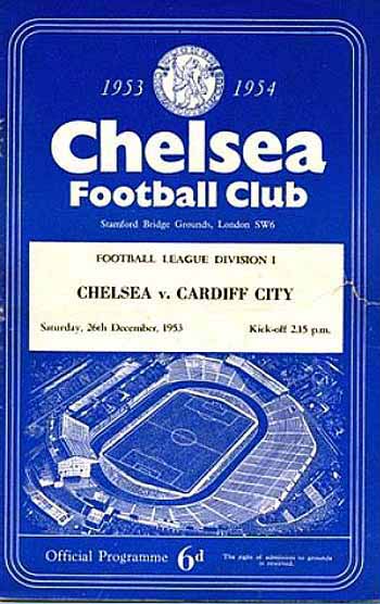 programme cover for Chelsea v Cardiff City, Saturday, 26th Dec 1953