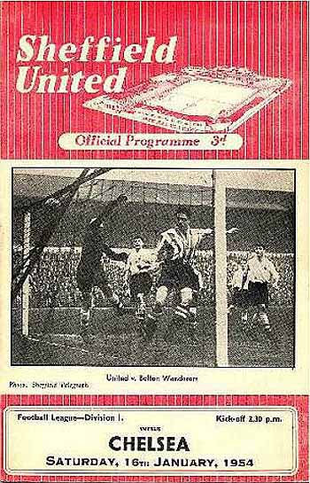 programme cover for Sheffield United v Chelsea, 16th Jan 1954