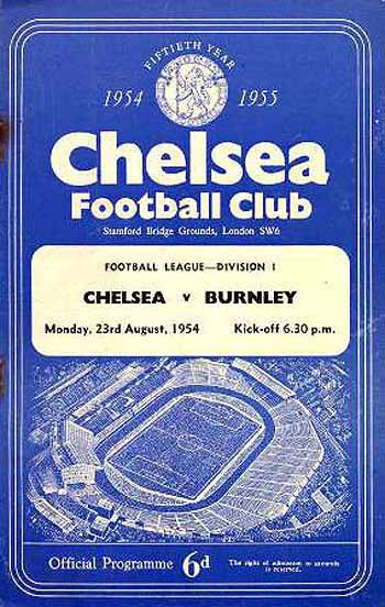 programme cover for Chelsea v Burnley, Monday, 23rd Aug 1954