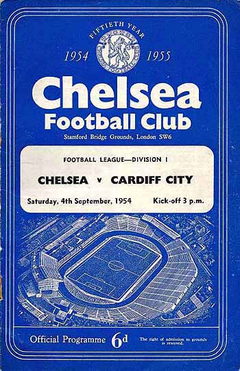 programme cover for Chelsea v Cardiff City, 4th Sep 1954