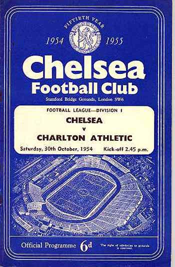 programme cover for Chelsea v Charlton Athletic, Saturday, 30th Oct 1954