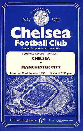 programme cover for Chelsea v Manchester City, 22nd Jan 1955
