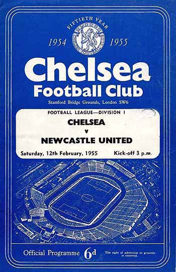 programme cover for Chelsea v Newcastle United, 12th Feb 1955