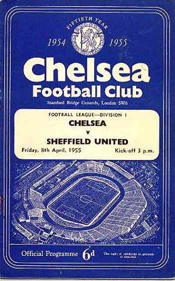 programme cover for Chelsea v Sheffield United, 8th Apr 1955
