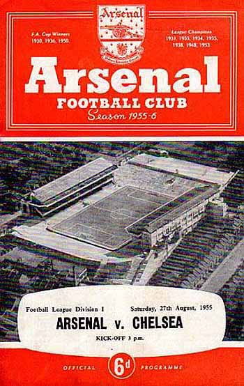 programme cover for Arsenal v Chelsea, 27th Aug 1955