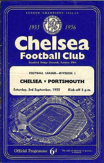 programme cover for Chelsea v Portsmouth, 3rd Sep 1955