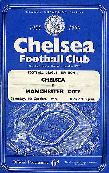 programme cover for Chelsea v Manchester City, 1st Oct 1955