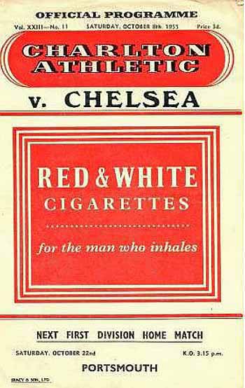 programme cover for Charlton Athletic v Chelsea, 8th Oct 1955