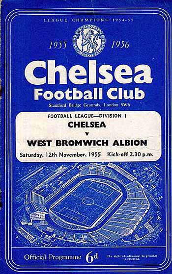 programme cover for Chelsea v West Bromwich Albion, 12th Nov 1955